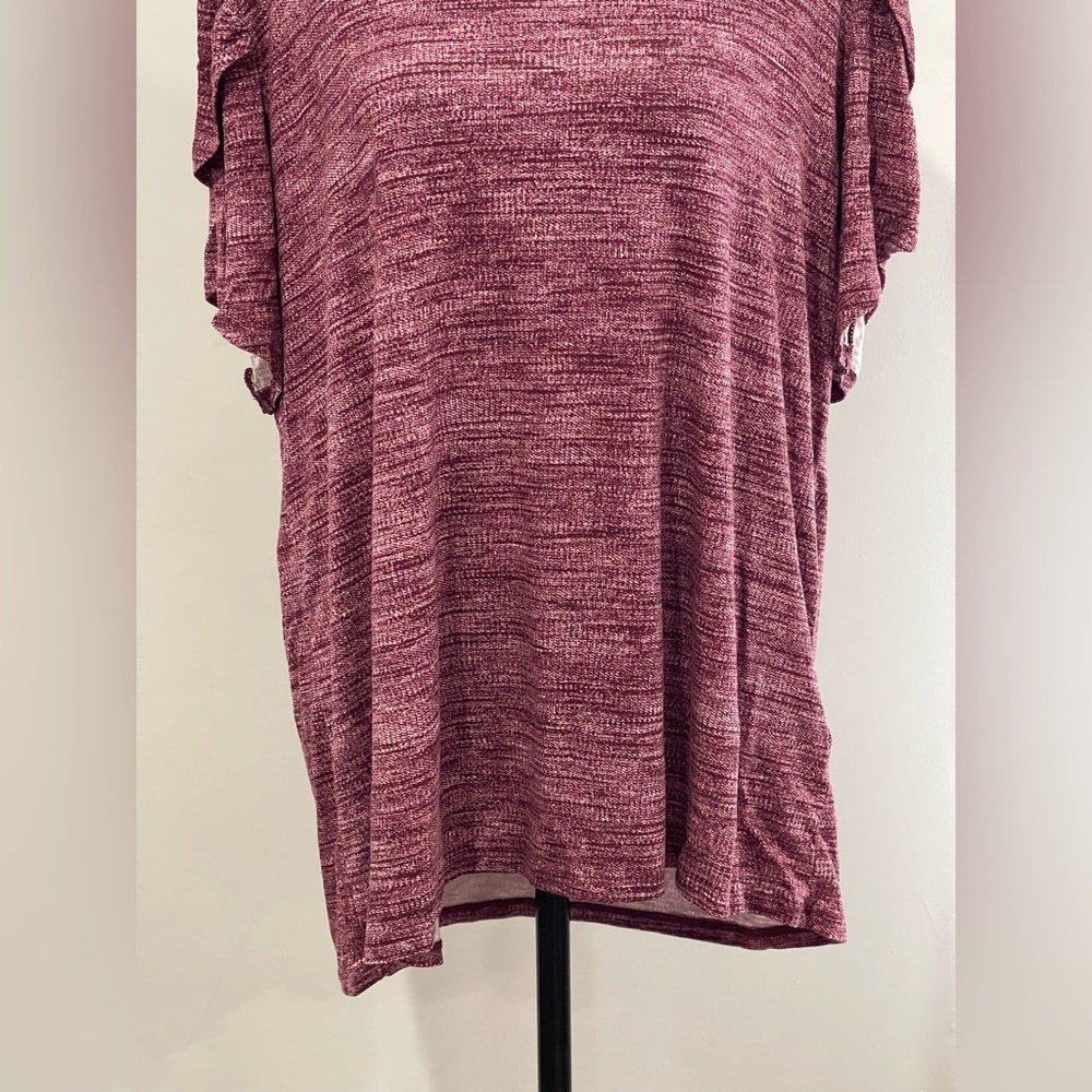 LuLaRoe XL Women's Maroon Short Sleeve Top w Stretch 687 - Picture 3 of 8